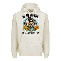 Oatmeal Heather dead inside but caffeinated Premium Hoodie - Zillion Design Studio