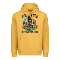 Mustard dead inside but caffeinated Premium Hoodie - Zillion Design Studio
