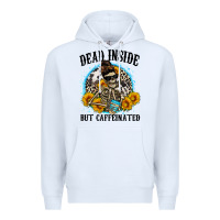 White dead inside but caffeinated Premium Hoodie - Zillion Design Studio