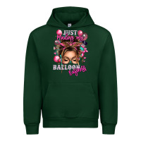 Forest Green just minding my balloon business messy bun Urban Hoodie - texasbilliewilder