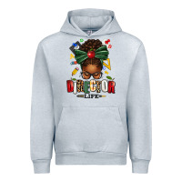 Heather Grey director life afro messy bun Urban Hoodie - texasbilliewilder