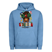 Pigment Pebble Blue director life afro messy bun Urban Hoodie - texasbilliewilder