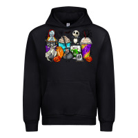 Black halloween cartoon characters coffee cups Urban Hoodie - Zillion Design Studio