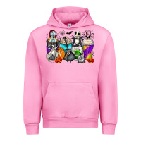 Fuchsia Pink halloween cartoon characters coffee cups Urban Hoodie - Zillion Design Studio