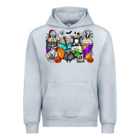 Heather Grey halloween cartoon characters coffee cups Urban Hoodie - Zillion Design Studio