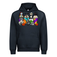 Navy halloween cartoon characters coffee cups Urban Hoodie - Zillion Design Studio