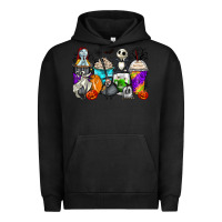 Pigment Black halloween cartoon characters coffee cups Urban Hoodie - Zillion Design Studio