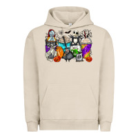 Pigment French Oak halloween cartoon characters coffee cups Urban Hoodie - Zillion Design Studio