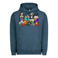 Pigment Midnight Navy halloween cartoon characters coffee cups Urban Hoodie - Zillion Design Studio