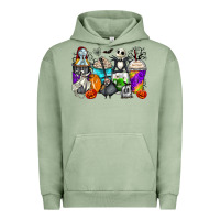 Pigment Oil Green halloween cartoon characters coffee cups Urban Hoodie - Zillion Design Studio