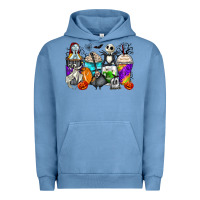 Pigment Pebble Blue halloween cartoon characters coffee cups Urban Hoodie - Zillion Design Studio