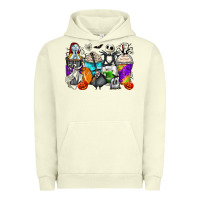 Pigment Pistachio halloween cartoon characters coffee cups Urban Hoodie - Zillion Design Studio
