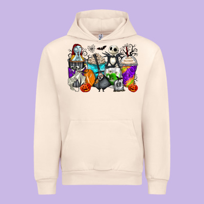Halloween Cartoon Characters Coffee Cups Urban Hoodie Designed By Zillion Design Studio