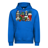 Cobalt Christmas cartoon characters coffee cups Urban Hoodie - Zillion Design Studio