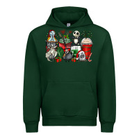 Forest Green Christmas cartoon characters coffee cups Urban Hoodie - Zillion Design Studio