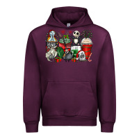 Mauve Wine Christmas cartoon characters coffee cups Urban Hoodie - Zillion Design Studio