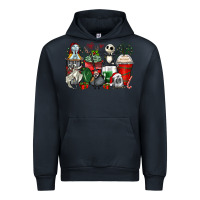 Navy Christmas cartoon characters coffee cups Urban Hoodie - Zillion Design Studio