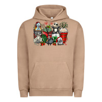 Pigment Burro Christmas cartoon characters coffee cups Urban Hoodie - Zillion Design Studio