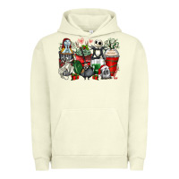 Pigment Pistachio Christmas cartoon characters coffee cups Urban Hoodie - Zillion Design Studio