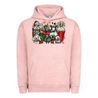 Pigment Salmon Christmas cartoon characters coffee cups Urban Hoodie - Zillion Design Studio