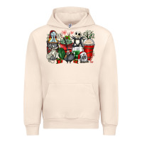 Sandshell Christmas cartoon characters coffee cups Urban Hoodie - Zillion Design Studio