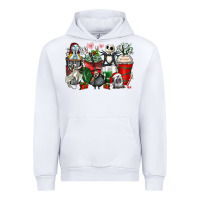 White Christmas cartoon characters coffee cups Urban Hoodie - Zillion Design Studio