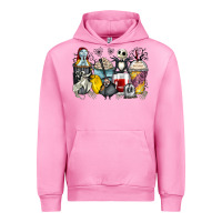 Fuchsia Pink cartoon characters coffee cups Urban Hoodie - Zillion Design Studio