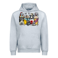 Heather Grey cartoon characters coffee cups Urban Hoodie - Zillion Design Studio