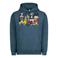 Pigment Midnight Navy cartoon characters coffee cups Urban Hoodie - Zillion Design Studio