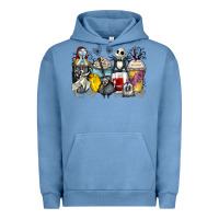 Pigment Pebble Blue cartoon characters coffee cups Urban Hoodie - Zillion Design Studio