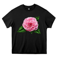 Black Camellia Flower Heavy Core Tee - LillyAllenDesigns