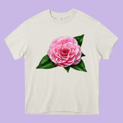 Camellia Flower Heavy Core Tee Designed By Lillyallendesigns