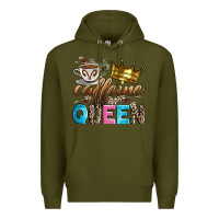 Army Green caffeine queen Premium Hoodie - Zillion Design Studio