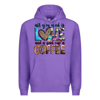 Purple all you need is love and a good cup of coffee Premium Hoodie - Zillion Design Studio
