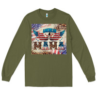 Army Green american mama Long Sleeve Tee - BarkalooDesign