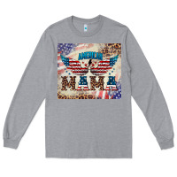 Heather Grey american mama Long Sleeve Tee - BarkalooDesign