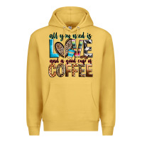 Antique Gold all you need is love and a good cup of coffee Premium Hoodie - Zillion Design Studio