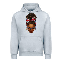 Heather Grey union jack flag afro messy bun Urban Hoodie - texasbilliewilder