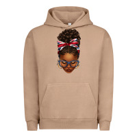 Union Jack Flag Afro Messy Bun Urban Hoodie | Teevron
