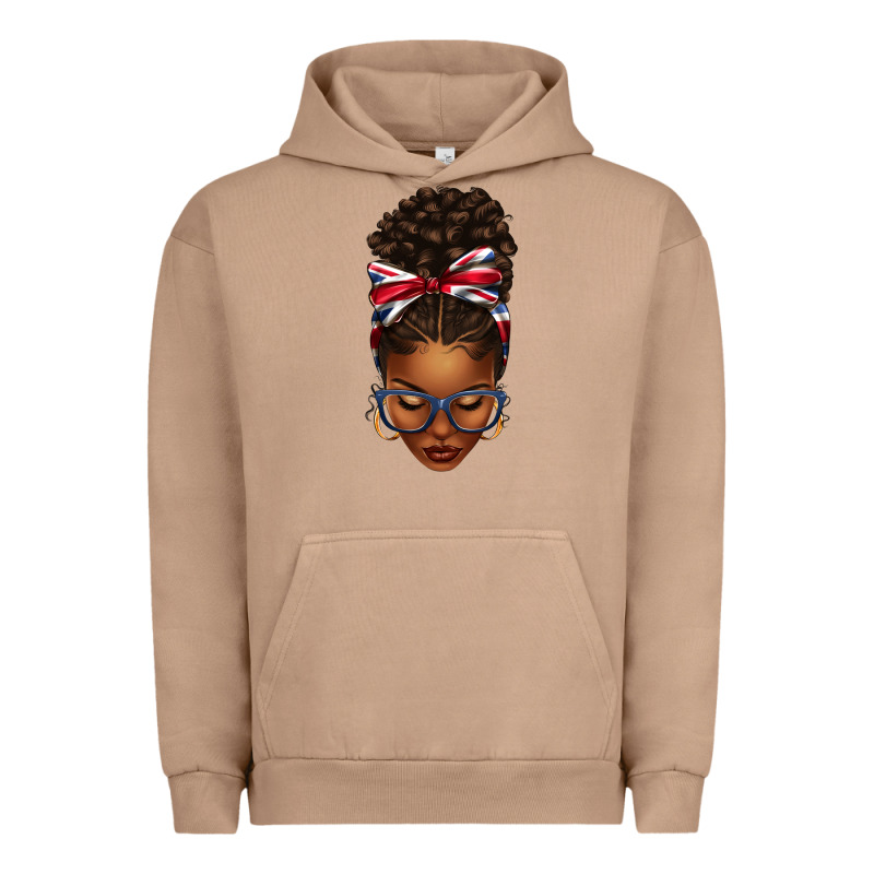 Union Jack Flag Afro Messy Bun Urban Hoodie by texasbilliewilder | Teevron