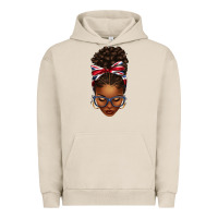 Pigment French Oak union jack flag afro messy bun Urban Hoodie - texasbilliewilder