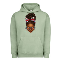 Pigment Oil Green union jack flag afro messy bun Urban Hoodie - texasbilliewilder