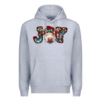 Heather Grey christmas joy cow Premium Hoodie - RanaPortraitStore