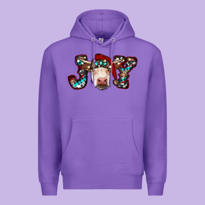 Christmas Joy Cow Premium Hoodie Designed By Ranaportraitstore