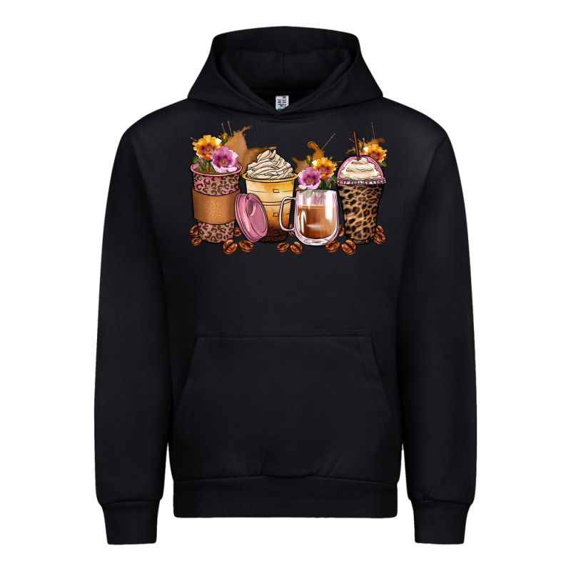 Leopard Rose Glitter Flowers Coffee Cups Urban Hoodie by Zillion Design Studio | Teevron