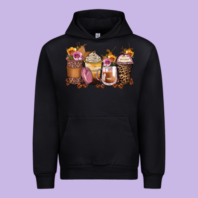 Leopard Rose Glitter Flowers Coffee Cups Urban Hoodie Designed By Zillion Design Studio