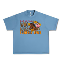 Pebble Blue Just A Girl Who Loves Pumpkin Spice Cowgirl Urban Heavy Tee - Artiststas