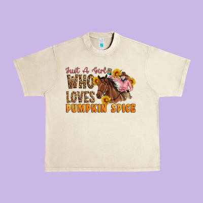 Just A Girl Who Loves Pumpkin Spice Cowgirl Urban Heavy Tee Designed By Artiststas