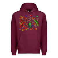 Burgundy mexican skeletons Premium Hoodie - Zillion Design Studio