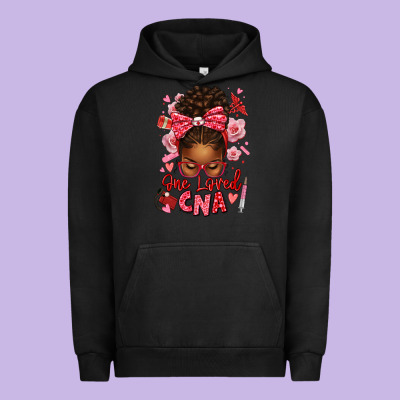 One Loved Cna Afro Messy Bun Urban Hoodie Designed By Texasbilliewilder